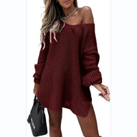 Stylish Women's Knit Denim Dress | Comfortable & Trendy-Wine Red-S-State of Style