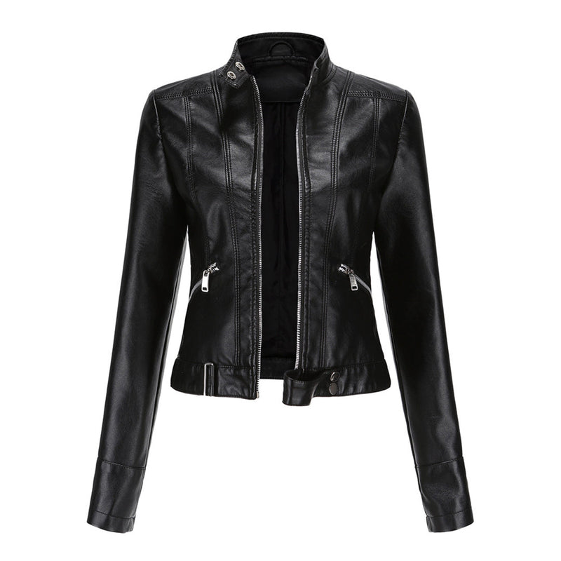 Stylish women's leather jacket in classic design – Marlene-Black-M-State of Style