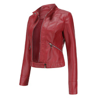 Stylish women's leather jacket in classic design – Marlene-Black-S-State of Style