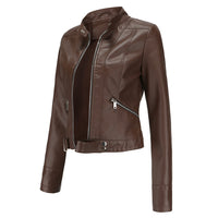 Stylish women's leather jacket in classic design – Marlene-Black-S-State of Style