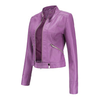 Stylish women's leather jacket in classic design – Marlene-Black-S-State of Style