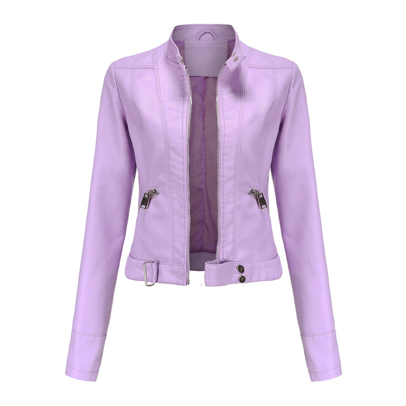 Stylish women's leather jacket in classic design – Marlene-Sakura-S-State of Style