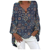 Stylish women's linen blouse – Elodie-Blue Brown-S-State of Style