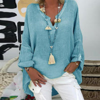 Stylish women's linen blouse – Elodie-Blue-S-State of Style