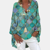 Stylish women's linen blouse – Elodie-Green Purple-S-State of Style