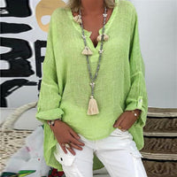 Stylish women's linen blouse – Elodie-Green-S-State of Style