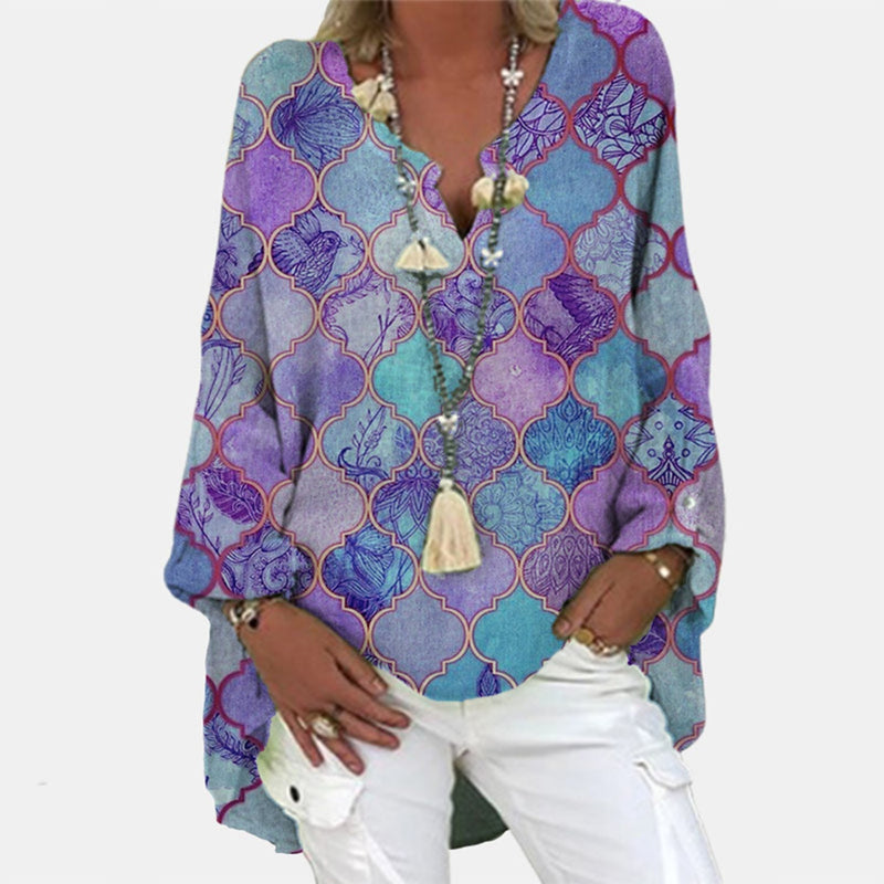 Stylish women's linen blouse – Elodie-Purple Blue-S-State of Style