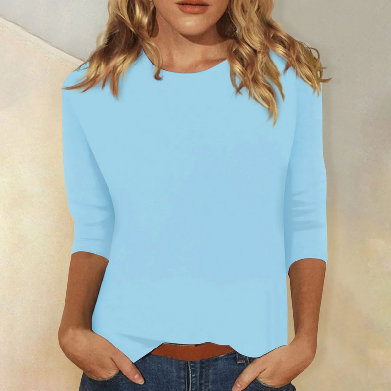 Stylish Women's Long Sleeve Shirt - Ava-Light Blue-S-State of Style