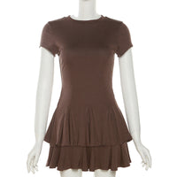 Stylish women's mini dress with peplum and round neckline – Nayeli-M-State of Style