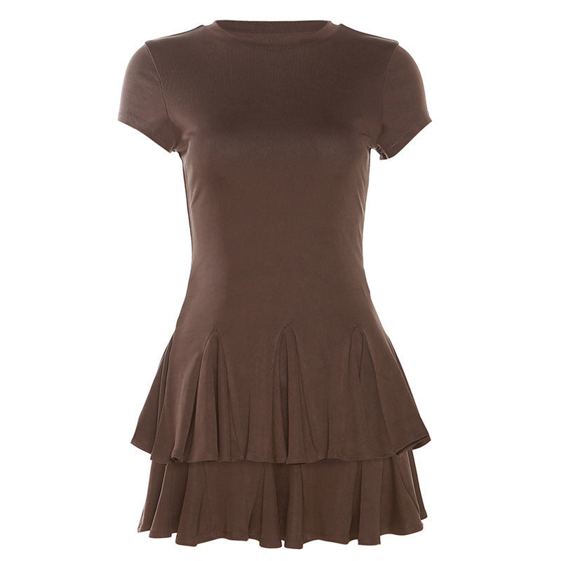 Stylish women's mini dress with peplum and round neckline – Nayeli-M-State of Style