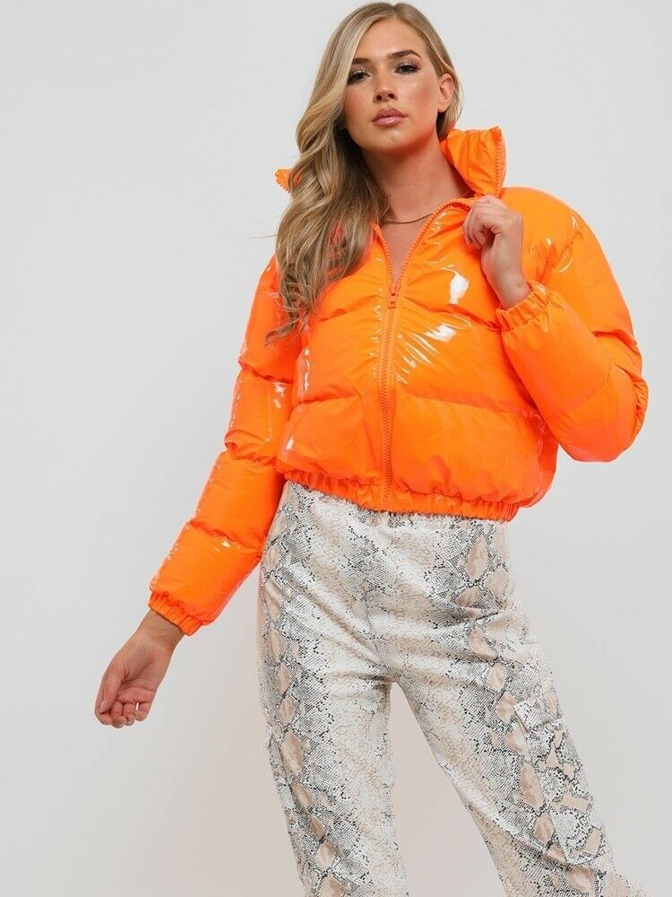 Stylish Women's Puffer Jacket | Warm Bomber Coat-Orange-S-State of Style
