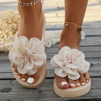 Stylish women's slippers with floral detail for summer - FlowerStep-Beige-3-State of Style