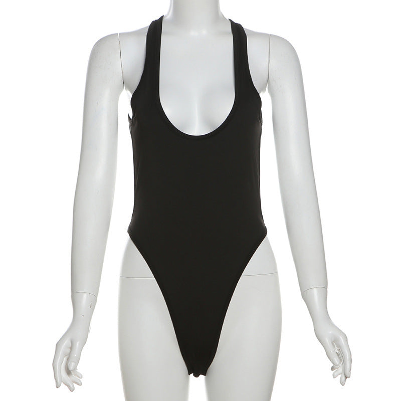 Stylish women's swimsuit with a deep round neckline & body-hugging cut – Noa-L-State of Style