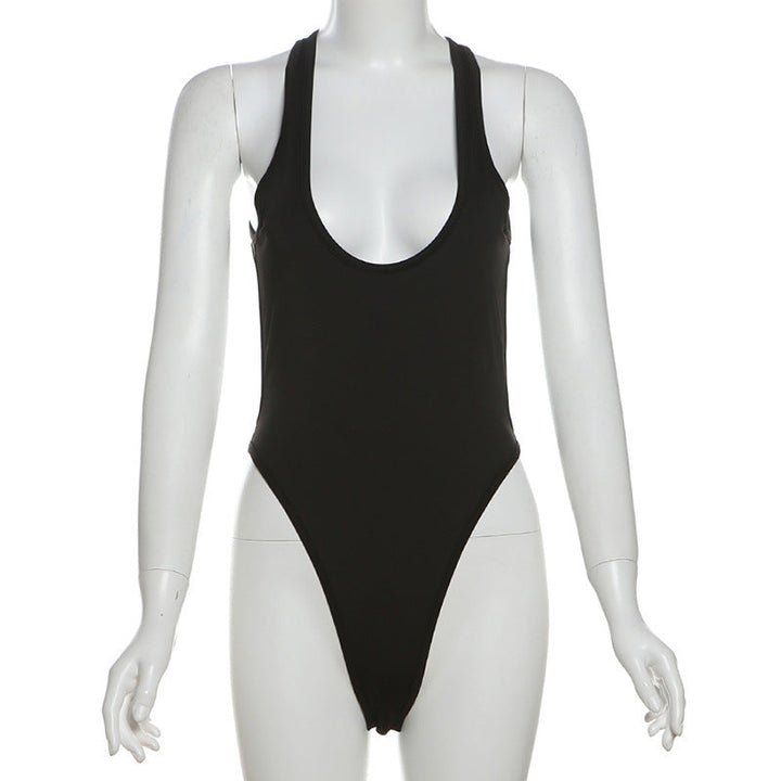 Stylish women's swimsuit with a deep round neckline & body-hugging cut – Noa-L-State of Style
