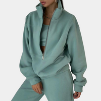 Stylish women's tracksuit with a pullover and zip - Rihanna-Green-S-State of Style