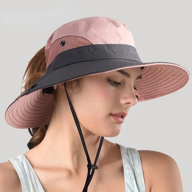 Stylish women's UV protection sun hat with a wide brim – Livia-Pink-State of Style