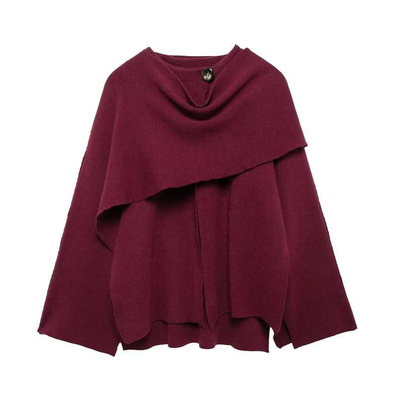 Stylish Women's Winter Poncho – Ella-Dark Blue-S-State of Style