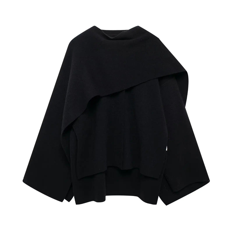 Stylish Women's Winter Poncho – Ella-Dark Blue-S-State of Style