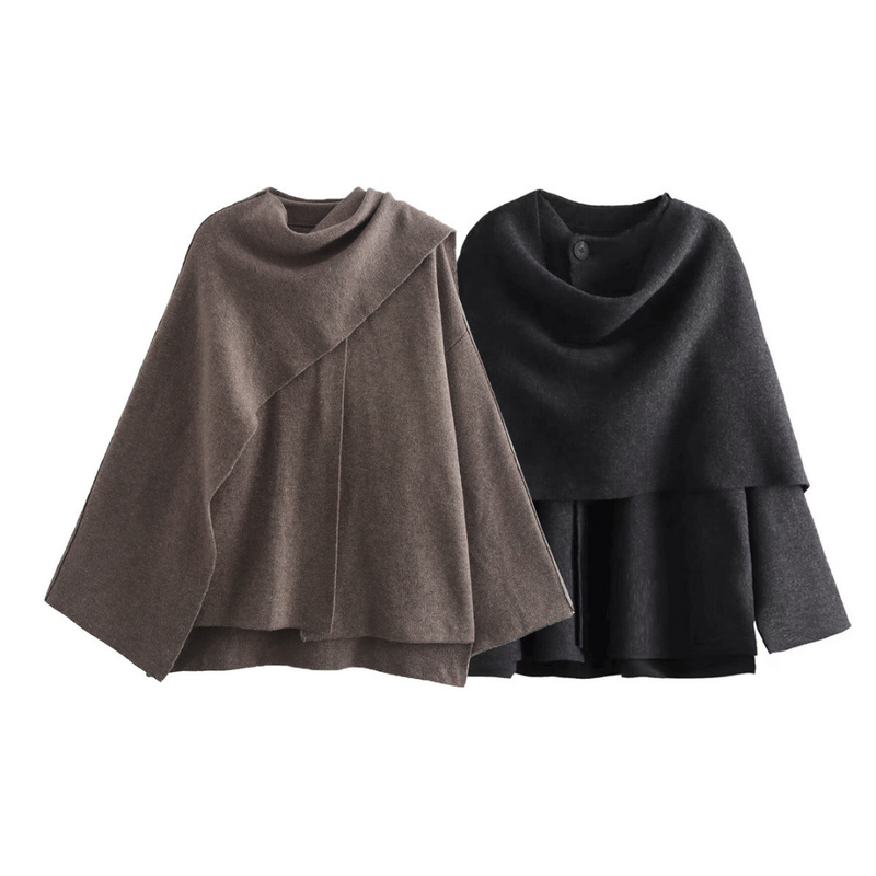 Stylish Women's Winter Poncho – Ella-Dark Blue-S-State of Style