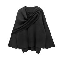 Stylish Women's Winter Poncho – Ella-Dark Blue-S-State of Style