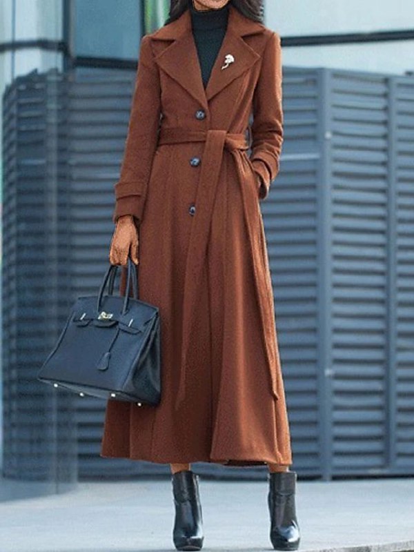 Stylish Wool Ladies' Coat - Elora-Brown-S-State of Style