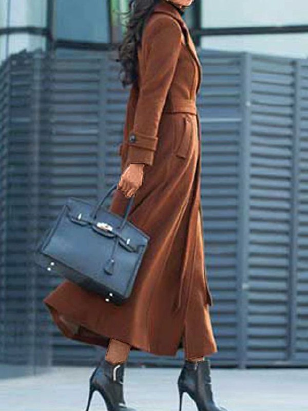 Stylish Wool Ladies' Coat - Elora-Brown-S-State of Style