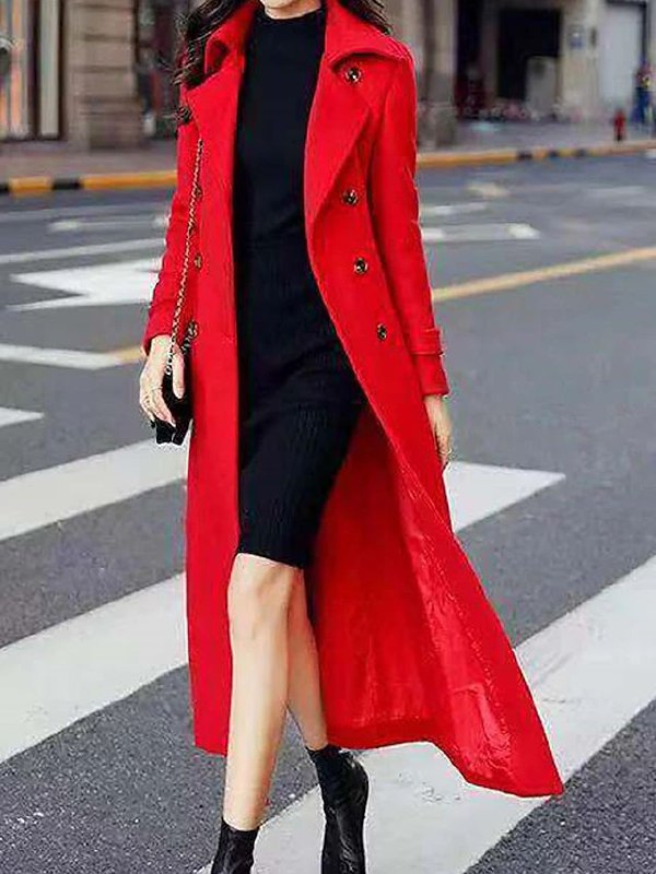 Stylish Wool Ladies' Coat - Elora-Red-S-State of Style
