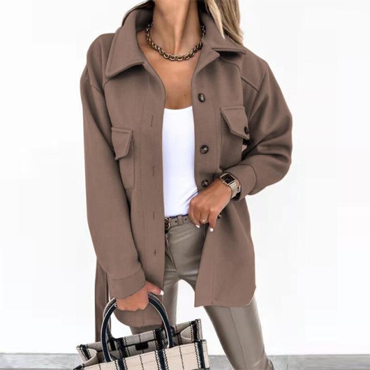 Stylish Wool-Look Jacket for Women - Sophie-Brown-S-State of Style