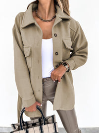 Stylish Wool-Look Jacket for Women - Sophie-Khaki-S-State of Style