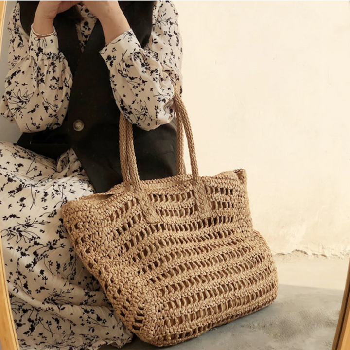 Stylish Woven Handbag for Women - BreezeTote-Brown-State of Style