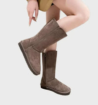 Suede Sheepskin Women's Boots - Sofia-Black-5-State of Style