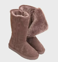 Suede Sheepskin Women's Boots - Sofia-Brown-5-State of Style