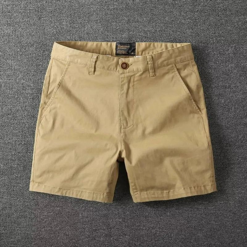 Summer chino shorts with a comfort fit – Matteo-Khaki-28-State of Style