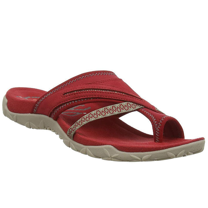 Summer Ladies T-Strap Slipper Sandals – Alina-Red-3-State of Style