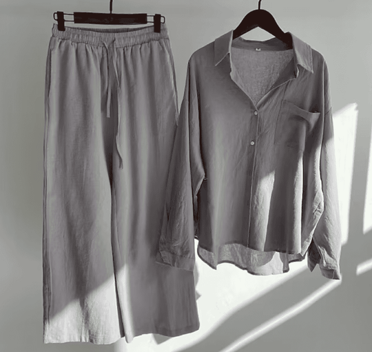 Summer Linen Set | Primavera Bella Casual Outfit-Gray-S-State of Style