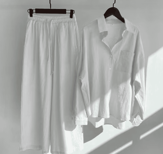 Summer Linen Set | Primavera Bella Casual Outfit-White-S-State of Style