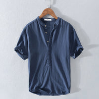Summer shirt for men made from breathable fabric – Elias-Deep blue-S-State of Style