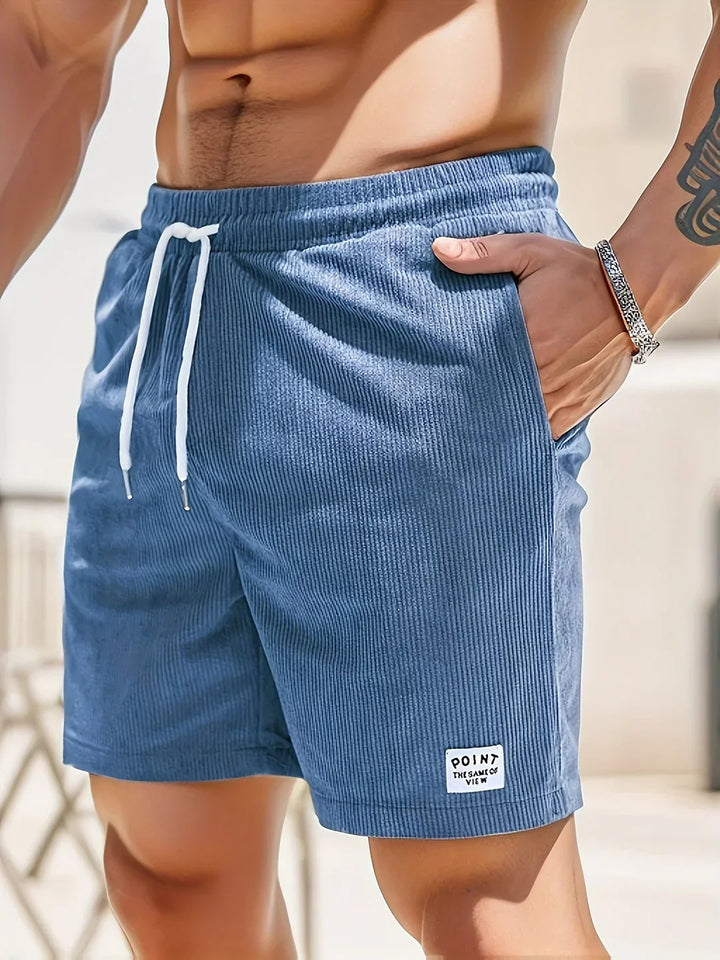 Summer shorts with stripes for men – Tarek-Dark cyan-S-State of Style