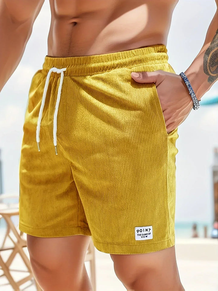 Summer shorts with stripes for men – Tarek-Earth colours-S-State of Style
