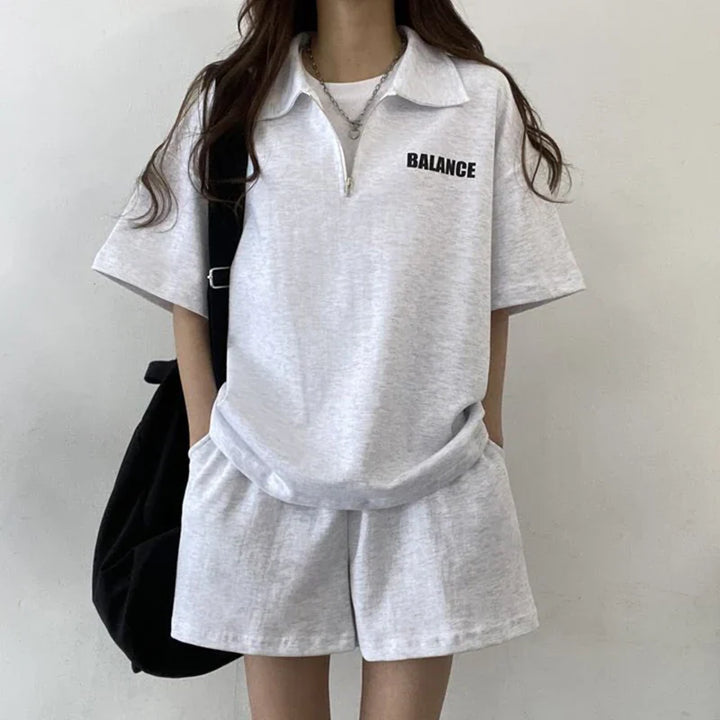 Summer two-piece for women - Yuna-Light grey-S-State of Style