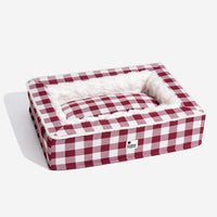 Super soft Checked Dog Bed - Scottish Snuggle Bed-Red-M-State of Style