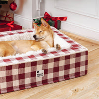Super soft Checked Dog Bed - Scottish Snuggle Bed-Red-M-State of Style
