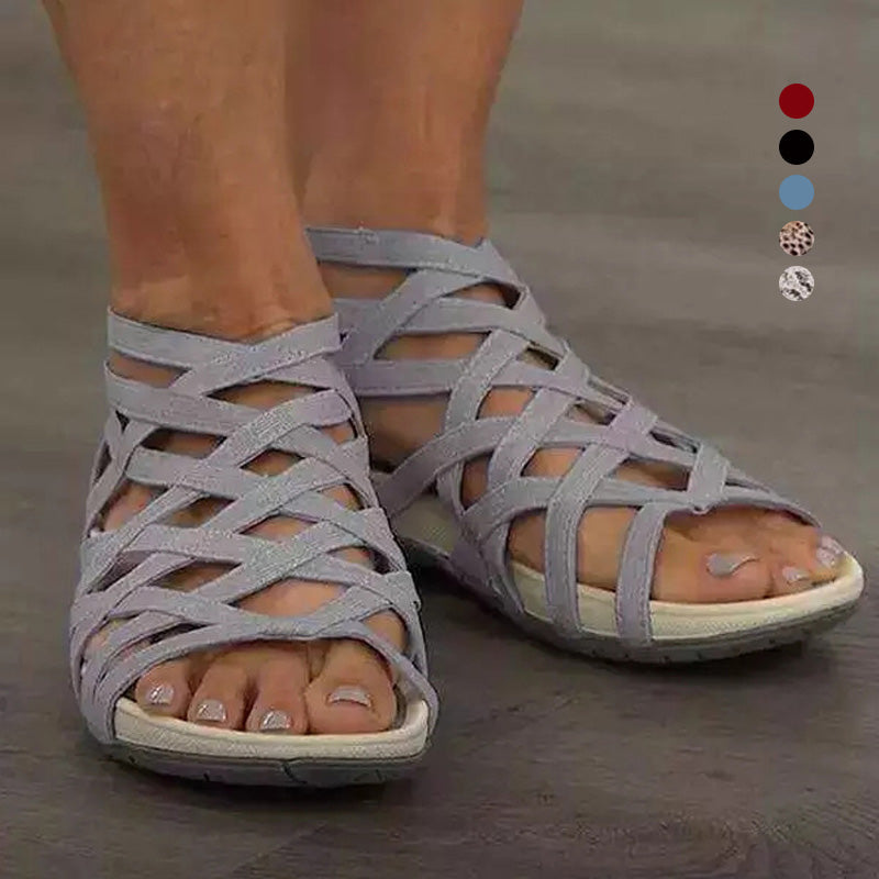 Sweat-absorbing comfort sandals for women – Lorena-Bright leopard print-3-State of Style