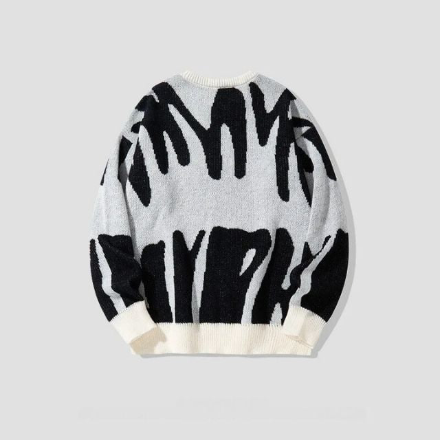 Sweater with Bold Abstract Pattern - Tobias-Grey-XS-State of Style