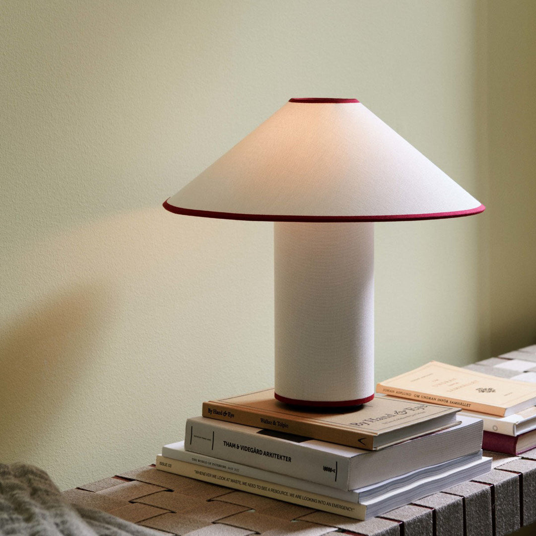 Table lamp with fabric shade – Lunara-Red+White-State of Style