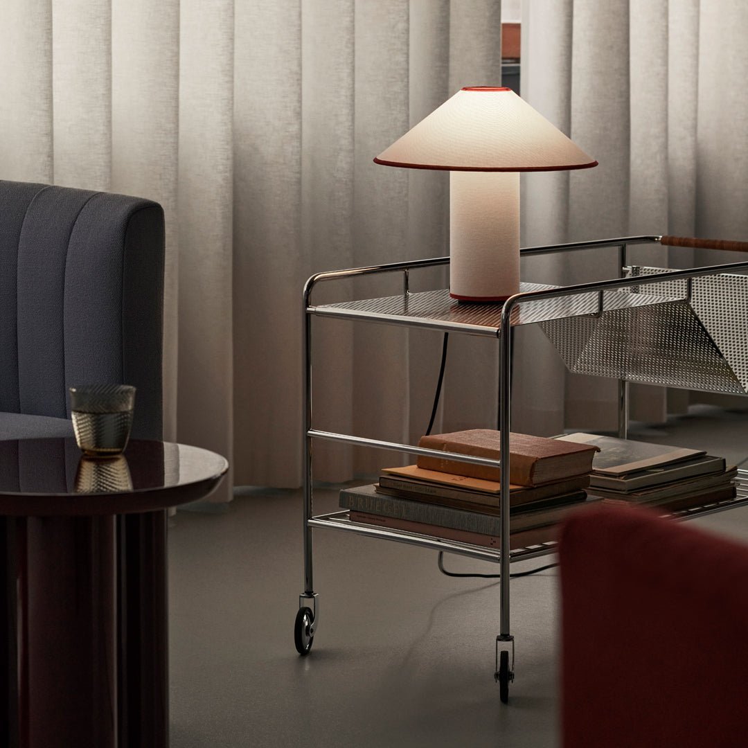 Table lamp with fabric shade – Lunara-Red+White-State of Style