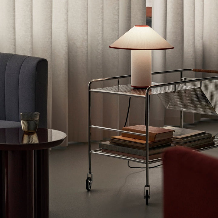 Table lamp with fabric shade – Lunara-Red+White-State of Style