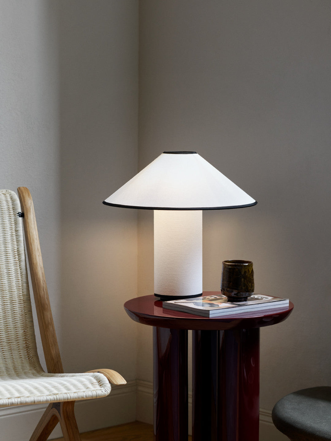 Table lamp with fabric shade – Lunara-Red+White-State of Style