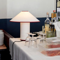 Table lamp with fabric shade – Lunara-Red+White-State of Style