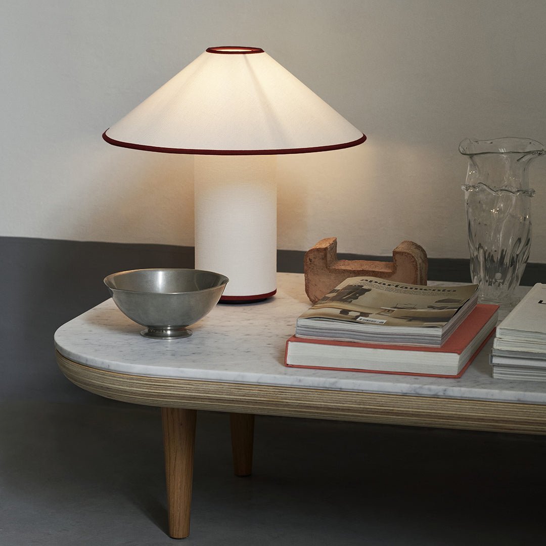 Table lamp with fabric shade – Lunara-Red+White-State of Style